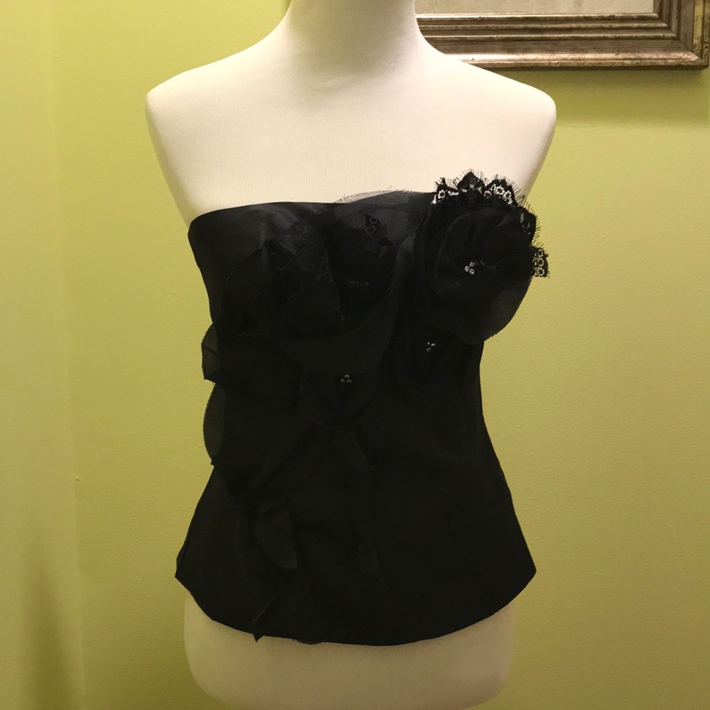 WHBM Black Satin Top